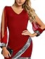 cheap Party Dresses-Women&#039;s Sheath Dress Short Mini Dress Wine Black Red Long Sleeve Solid Color Color Block Sequins Cut Out Glitter V Neck Hot Sexy Going out S M L XL XXL