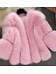 cheap Women&#039;s Furs &amp; Leathers-Women&#039;s Fur Coat Going out Casual / Daily Fall Winter Short Coat Regular Fit Streetwear Jacket Long Sleeve Solid Colored Pleated Blushing Pink Gray White