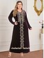voordelige Grote maten jurken-Dames Vintage Standaard Recht Abaya Jurk - Geometrisch, Split Print Maxi