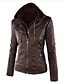 tanie Kurtki damskie-Women&#039;s Faux Leather Jacket Solid Colored Vintage Long Sleeve Coat Fall Spring Daily Regular Jacket Light Brown / Cotton