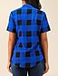 preiswerte Blusen &amp; Hemden in Übergrößen-Damen Hemd Gestreift Ständer Grün Blau Rote Langarm Übergröße Täglich mit Schnürung Oberteile Basic