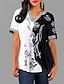 cheap Plus Size Tops-Women&#039;s Blouse Floral Short Sleeve Daily Wear Tops Streetwear Black