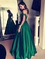 cheap Prom Dresses-Ball Gown Elegant Prom Formal Evening Dress Off Shoulder Backless Short Sleeve Floor Length Satin with Pleats Beading 2022