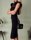 cheap Romantic Lace Dresses-Women&#039;s Bodycon Knee Length Dress Black Sleeveless Polka Dot Mesh Spring &amp; Summer Crew Neck Hot Elegant 2021 S M L XL XXL
