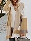 cheap Women&#039;s Coats &amp; Trench Coats-Women&#039;s Coat Regular Color Block Daily Black Wine Fuchsia Khaki S M L XL / Loose