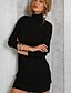 Χαμηλού Κόστους Γυναικεία Φορέματα-Γυναικεία Μίνι Θήκη Φόρεμα - Μακρυμάνικο Μονόχρωμο Ζιβάγκο Κομψό Λεπτό Μαύρο Τ M L XL