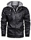 cheap Men&#039;s Jackets &amp; Coats-Men&#039;s Hooded Faux Leather Jacket Regular Solid Colored Daily Long Sleeve Black Brown Gray US32 / UK32 / EU40 US36 / UK36 / EU44 US38 / UK38 / EU46 US42 / UK42 / EU50