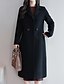 olcso Női kabátok és ballonkabátok-Női Spicc gallér Kabát Hosszú Egyszínű Napi Fekete Rubin Teveszín Tengerészkék S M L XL