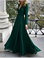 olcso Egész alakos ruhák-Női A vonalú ruha Hosszú ujj Egyszínű V-alakú Fekete Bor Katonai zöld S M L XL / Maxi