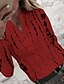 levne Dámské halenky a košile-Dámské Geometrický Halenka Košile Tlačítko Dlouhý rukáv Denní Tops Do V Bílá Vodní modrá Rubínově červená