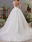 cheap Wedding Dresses-Wedding Dresses A-Line Bateau Neck Short Sleeve Court Train Tulle Bridal Gowns With Appliques 2024