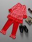 cheap Baby Girls&#039; Clothing Sets-Baby Girls&#039; Street chic Print Christmas Long Sleeve Regular Clothing Set Red / Toddler