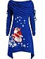 levne Dámské šaty-Dámské Áčkové šaty Mini šaty Dlouhý rukáv Ježíšek Geometrický Základní Vánoce Černá Vodní modrá Fialová Rubínově červená Šedá S M L XL XXL 3XL 4XL 5XL