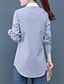 billige Bluser og skjorter til kvinner-Dame Stripet Broderi Løstsittende Skjorte Chinoiserie Daglig Ut på byen Skjortekrage Blå / Grå