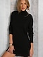Χαμηλού Κόστους Γυναικεία Φορέματα-Γυναικεία Μίνι Θήκη Φόρεμα - Μακρυμάνικο Μονόχρωμο Ζιβάγκο Κομψό Λεπτό Μαύρο Τ M L XL