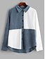 billige Bluser og skjorter til kvinner-Dame Grafisk BLå &amp; Hvit Lapper Skjorte Gatemote Daglig Skjortekrage Hvit