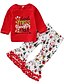 preiswerte Kleidersets für Babys (Mädchen)-Baby Mädchen Grundlegend Blumen / Weihnachten Langarm Standard Baumwolle Kleidungs Set Rote