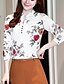 cheap Women&#039;s Blouses &amp; Shirts-Women&#039;s Floral Print Shirt Elegant Street chic Daily Work V Neck White / Black / Blue / Red / Yellow / Blushing Pink