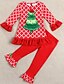 cheap Baby Girls&#039; Clothing Sets-Baby Girls&#039; Street chic Print Christmas Long Sleeve Regular Clothing Set Red / Toddler