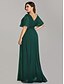 cheap The Wedding Store-A-Line Mother of the Bride Dress Elegant Plus Size V Neck Floor Length Chiffon Short Sleeve with Sash / Ribbon Ruching 2024