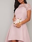 cheap Bridesmaid Dresses-A-Line Bridesmaid Dress Jewel Neck Short Sleeve Elegant Asymmetrical Satin with Lace 2022