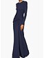 abordables Robes de Soirée-Sheath / Column Elegant Wedding Guest Formal Evening Dress Jewel Neck Long Sleeve Floor Length Polyester with Ruched Crystals 2021