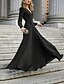 cheap Design Party Dresses-Women‘s Party Dress Swing Dress Emerald Green Dress Long Dress Maxi Dress Green Black Wine Long Sleeve Pure Color Patchwork Winter Fall Autumn V Neck Modern Party Winter Dress Fall Dress 2023 S M L XL