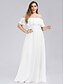 cheap Evening Dresses-A-Line Prom Dresses Plus Size Dress Holiday Floor Length Short Sleeve Off Shoulder Chiffon Backless with Ruffles Slit 2022