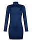 baratos Vestidos de mulher-Mulheres Sheath Dress Mini Vestido - Manga Longa Sólido Gola Redonda Delgado Preto Azul Vermelho Cinzento S M L XL XXL