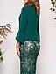 levne Dámské šaty-Dámské Trávová zelená Šaty Elegantní Dvoudílné Geometrický Krajka M L Štíhlý