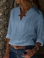 Χαμηλού Κόστους Γυναικείες Μπλούζες &amp; Πουκάμισα-Γυναικεία Μεγάλα Μεγέθη Μπλούζα Πουκάμισο Σκέτο Μονόχρωμο Λαιμόκοψη V Κομψό στυλ street Άριστος Θαλασσί Ανθισμένο Ροζ Μαύρο