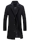 cheap Men&#039;s Trench Coat-Men&#039;s Winter Coat Overcoat Trench Coat Business Casual Winter Fall Cotton Outerwear Clothing Apparel Basic Vintage Solid Colored Notch lapel collar