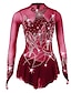 abordables Patinage Artistique-Robe de Patinage Artistique Femme Fille Patinage Robes Tenue Rose clair Violet Jaune Spandex Haute élasticité Compétition Tenue de Patinage Fait à la main Botanique Floral manche longue Patinage sur