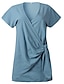 cheap Women&#039;s Dresses-Women&#039;s Chiffon Dress Short Mini Dress - Short Sleeve Solid Colored Patchwork V Neck Elegant White Black Blue Navy Blue S L XL