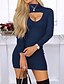 cheap Women&#039;s Dresses-Women&#039;s Sheath Dress Short Mini Dress - Long Sleeve Solid Colored Crew Neck Slim Black Blue Red Gray S M L XL XXL