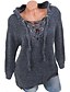 baratos Maglioni-Women&#039;s Pullover Sweater Jumper Knit Lace up Solid Color V Neck Casual Daily Fall Winter Black Blue S M L / Long Sleeve / Hooded / Spring / Regular Fit