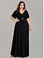 cheap The Wedding Store-A-Line Mother of the Bride Dress Elegant Plus Size V Neck Floor Length Chiffon Short Sleeve with Sash / Ribbon Ruching 2024