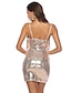 Χαμηλού Κόστους Πάρτι Φορέματα-Γυναικεία Φόρεμα με λεπτή τιράντα Μίνι φόρεμα Κοντομάνικο Μονόχρωμο Ασημί Τ M L XL