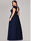 cheap Evening Dresses-A-Line Plus Size Elegant Formal Evening Dress Sweetheart Neckline Short Sleeve Floor Length Chiffon Lace with Crystals 2021