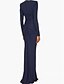 abordables Robes de Soirée-Sheath / Column Elegant Wedding Guest Formal Evening Dress Jewel Neck Long Sleeve Floor Length Polyester with Ruched Crystals 2021