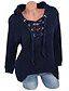 cheap Sweaters-Women&#039;s Pullover Sweater Jumper Knit Lace up Solid Color V Neck Casual Daily Fall Winter Black Blue S M L / Long Sleeve / Hooded / Spring / Regular Fit