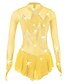 abordables Patinage Artistique-Robe de Patinage Artistique Femme Fille Patinage Robes Tenue Rose clair Violet Jaune Spandex Haute élasticité Compétition Tenue de Patinage Fait à la main Botanique Floral manche longue Patinage sur