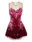 Χαμηλού Κόστους Καλλιτεχνικό πατινάζ-Φόρεμα για φιγούρες πατινάζ Γυναικεία Κοριτσίστικα Patinaj Φορέματα Σκούρο κόκκινο Λευκό Ροζ Λουλούδι Άνοιγμα πίσω Δίχτυ Σπαντέξ Εξάσκηση Ανταγωνισμός Ενδυμασία πατινάζ Κοσμήματα Στρας Αμάνικο