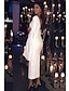 זול שמלות קוקטייל-מעטפת \ עמוד שמלות קוקטייל אלגנטית שמלה אורחת חתונה חגים באורך הקרסול שרוול ארוך עם תכשיטים אורח חתונה בסתיו ג&#039;רסי ללא גב עם מלוטש צבע טהור 2024