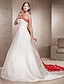 cheap Wedding Dresses-Open Back Wedding Dresses Sweep / Brush Train Ball Gown Strapless Strapless Satin With Embroidery Appliques 2023 Summer Bridal Gowns