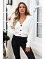 cheap Women&#039;s Sweaters-Women&#039;s Solid Colored Long Sleeve Cardigan Sweater Jumper, Plunging Neck Fall White S / M / L
