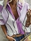 cheap Women&#039;s Blouses &amp; Shirts-Women&#039;s Blouse Shirt Geometric Chains Print V Neck Shirt Collar Tops Blue Purple Gray