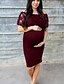 cheap Maternity Dresses-Women&#039;s T Shirt Dress Tee Dress Wine Short Sleeve White Solid Colored Patchwork Off Shoulder Basic S M L XL XXL 3XL 4XL 5XL / Knee-length / Maternity