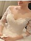 cheap Wedding Dresses-Ball Gown Wedding Dresses Off Shoulder Cathedral Train Lace Tulle Lace Over Satin 3/4 Length Sleeve Formal Illusion Sleeve with Appliques 2020