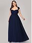 cheap Evening Dresses-A-Line Plus Size Elegant Formal Evening Dress Sweetheart Neckline Short Sleeve Floor Length Chiffon Lace with Crystals 2021